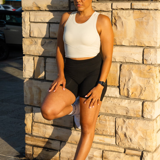Favorite Sculpt Ribbed Crop Top (Ivory) - UNLMTD Active + Lounge