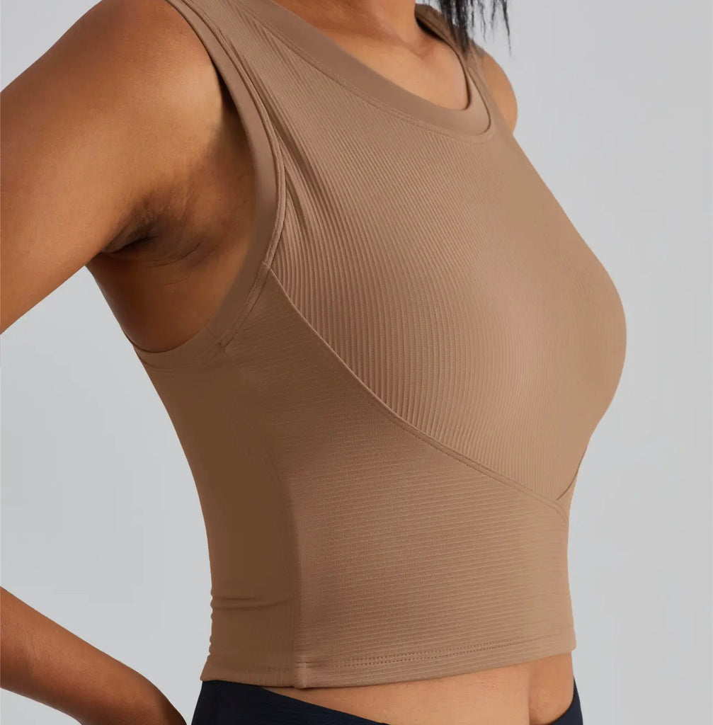 Sculpt Ribbed Favorite Crop Top (Frappuccino) - UNLMTD Active + Lounge