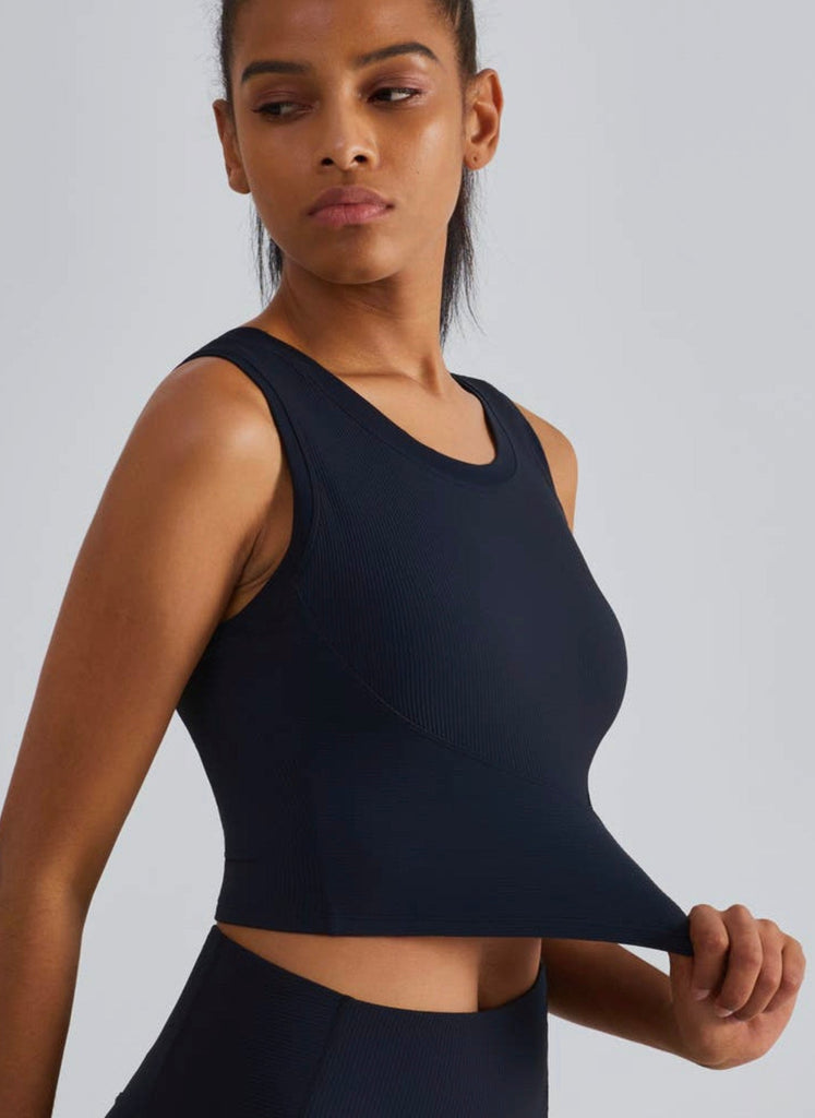 Sculpt Ribbed Favorite Crop Top (Black) - UNLMTD Active + Lounge