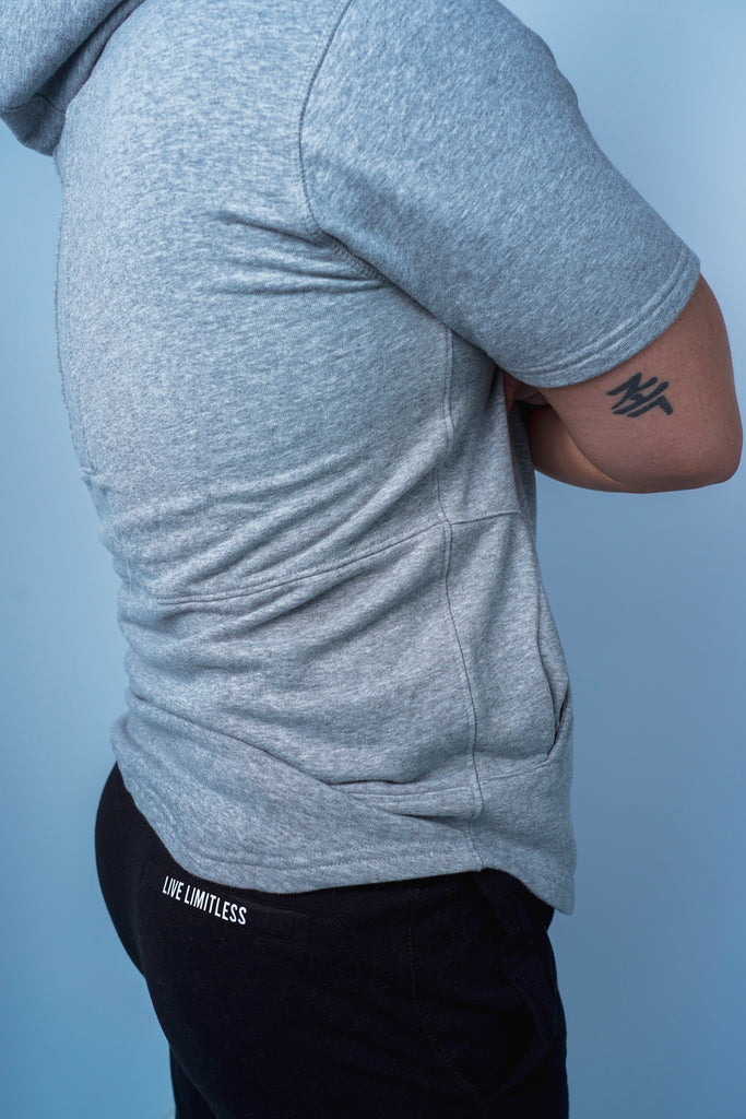 UNLMTD Men Organic Cotton Curved Hem Short Sleeve Hoodie - UNLMTD Active + Lounge